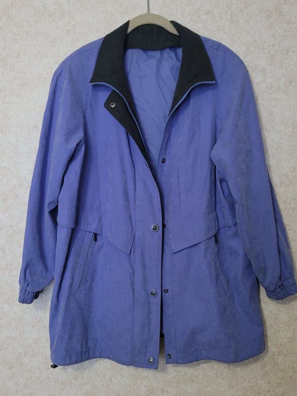 Braetan Womens Coat Purple Periwinkle Color Dark Grey Trim  Size XL